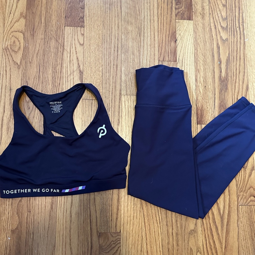 Peloton purple Sports Bra and Leggings Set